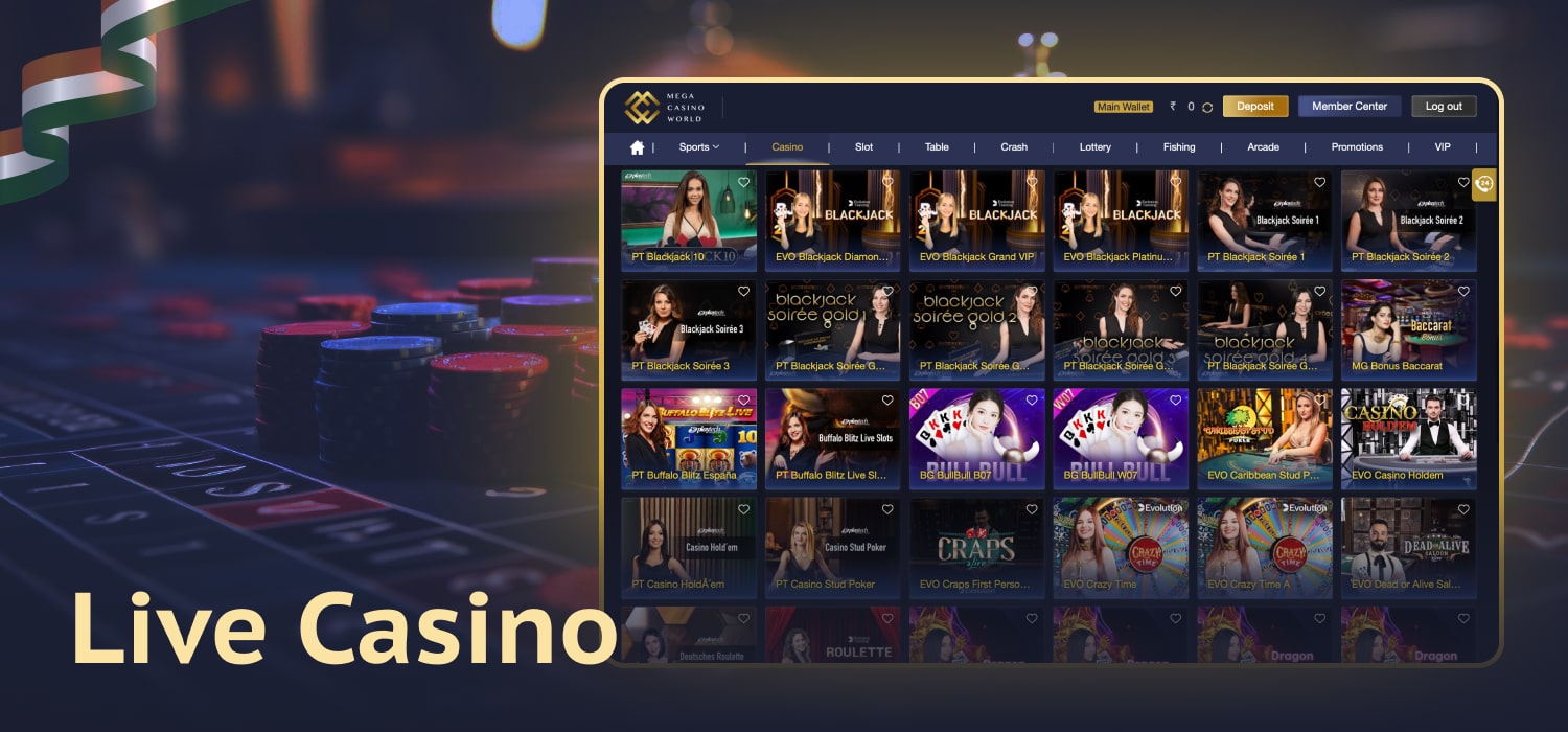 popular games in live casino section